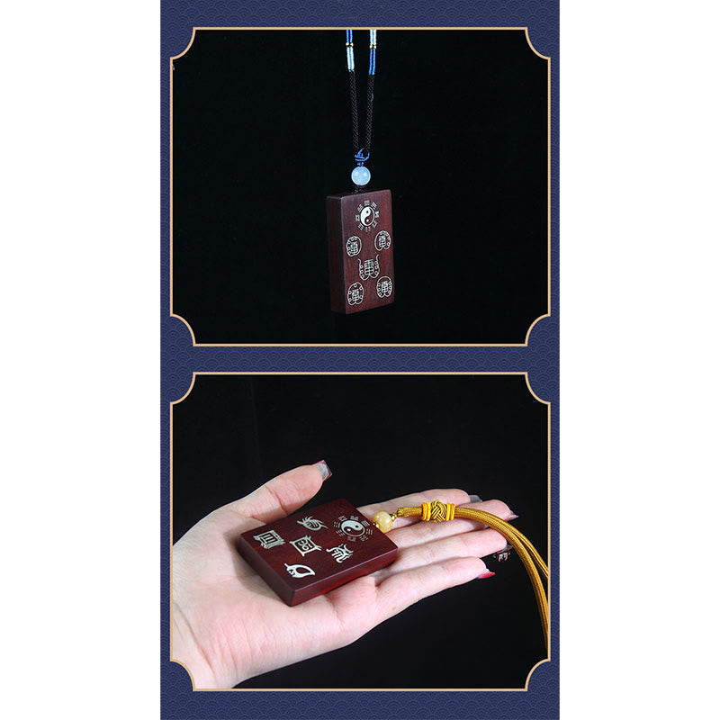 Sterling Silver Yin Yang Necklace with Red Sandalwood | Protection