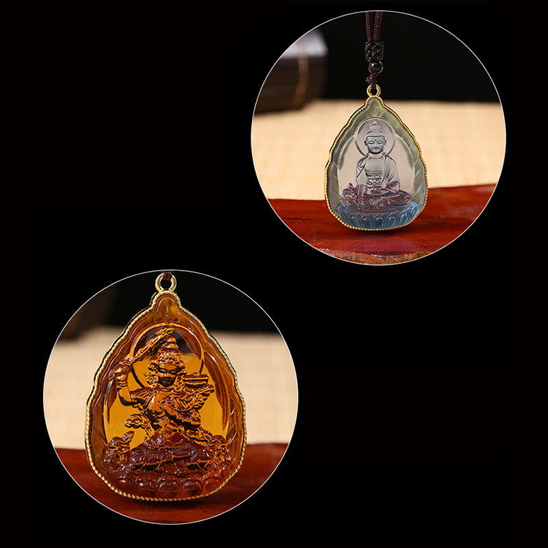 Liuli Crystal Buddha Necklace Pendant for Serenity & Luck