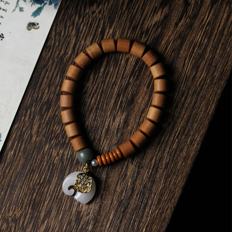 Sandalwood Jade Elephant Protection Bracelet 8mm Beads