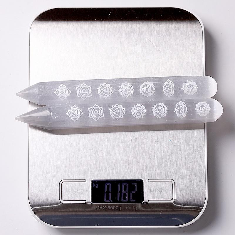 6" Selenitkristallstab mit Chakra-Gravur