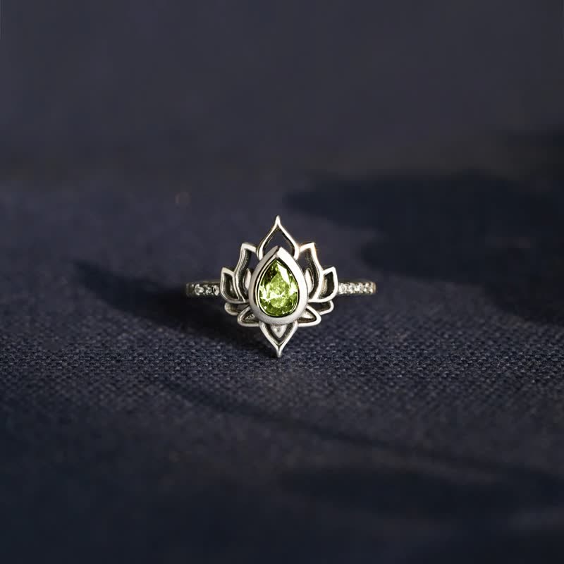 Sterling Silver Lotus Blessing Ring for Protection