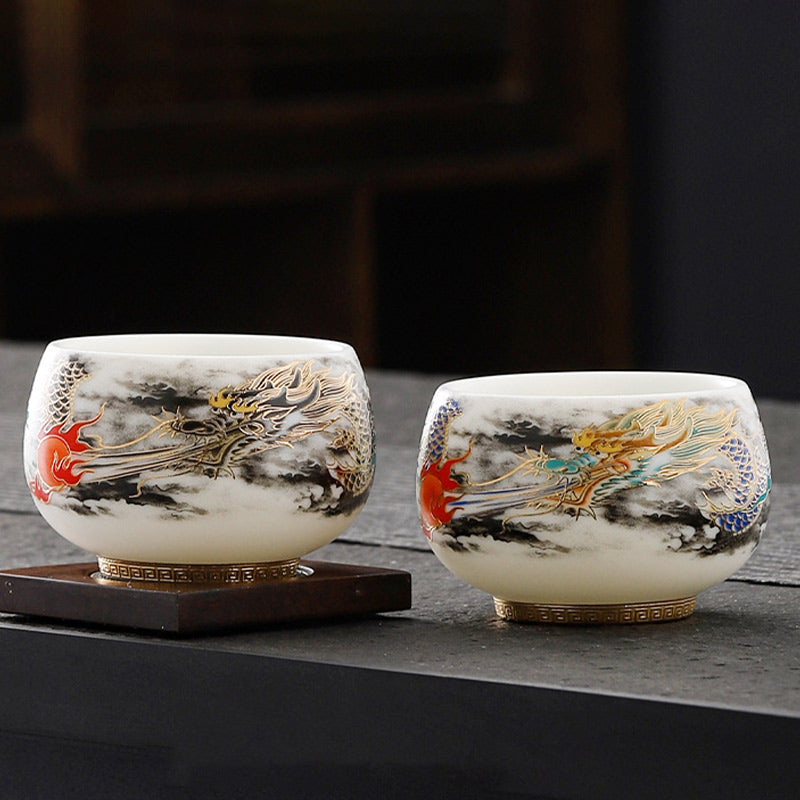 Dragon Playing with Pearl Ceramic Teacup 160ml | Tableware