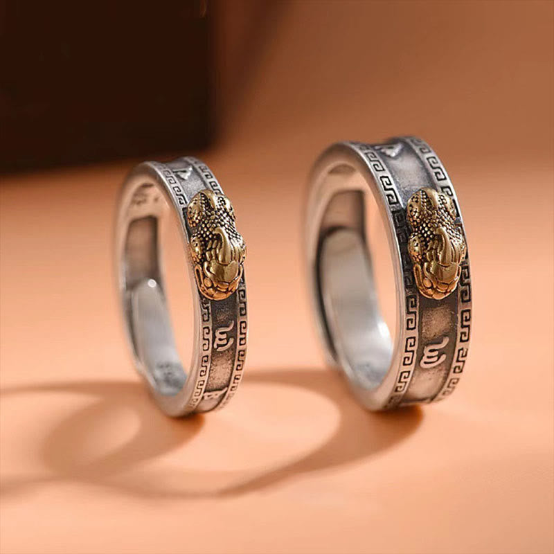 Pixiu Luck Wealth Couple Ring Gold 6.2mm Feng Shui