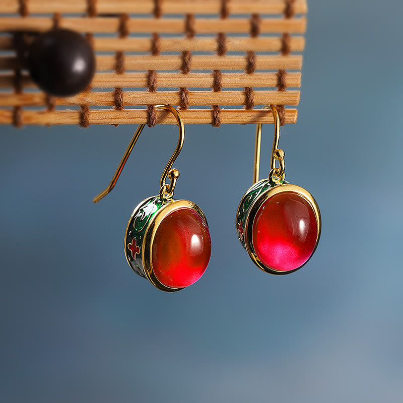 Red Corundum Spiritual Earrings for Confidence and Courage