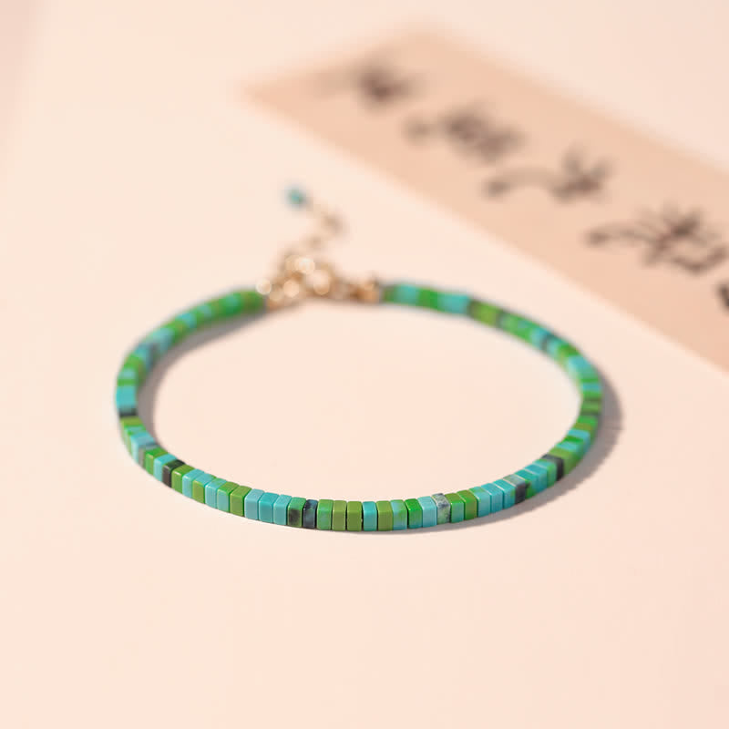 Turquoise Beaded Strength Friendship Bracelet Metal Chain