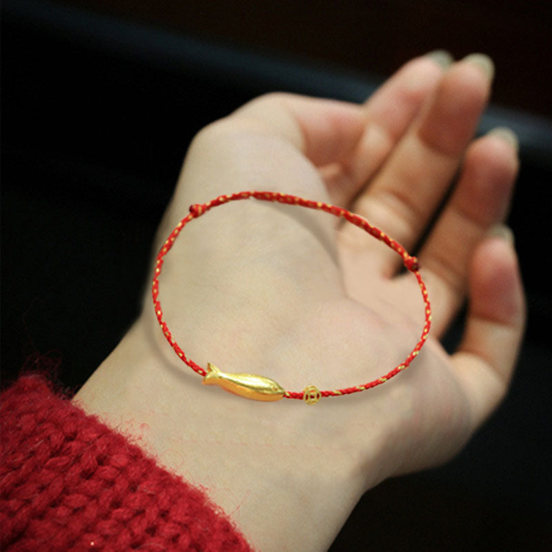 14K Gold Plated Koi Fish Luck Wealth Braided Bracelet