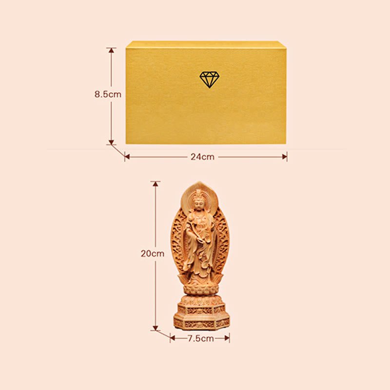 Mahasthamaprapta Bodhisattva Thuja Wood Optimistic Buddha Statue