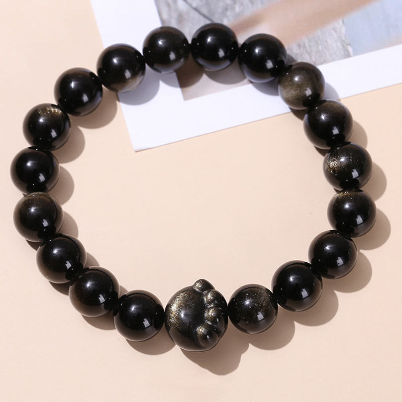 Silver Sheen Obsidian 8mm Communication Bracelet