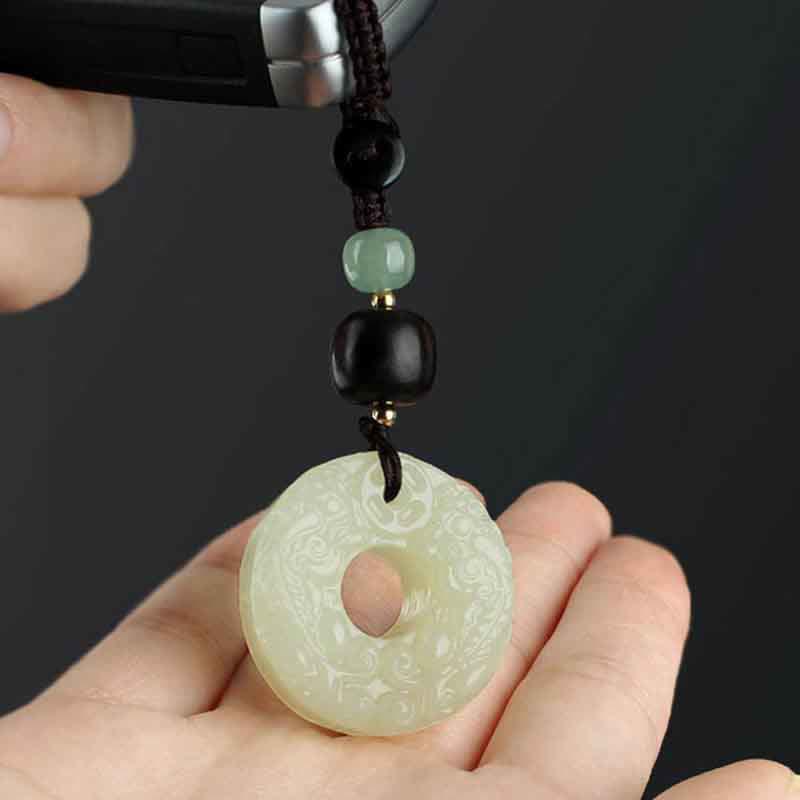 Pixiu Jade Peace Buckle Key Chain for Wealth & Abundance