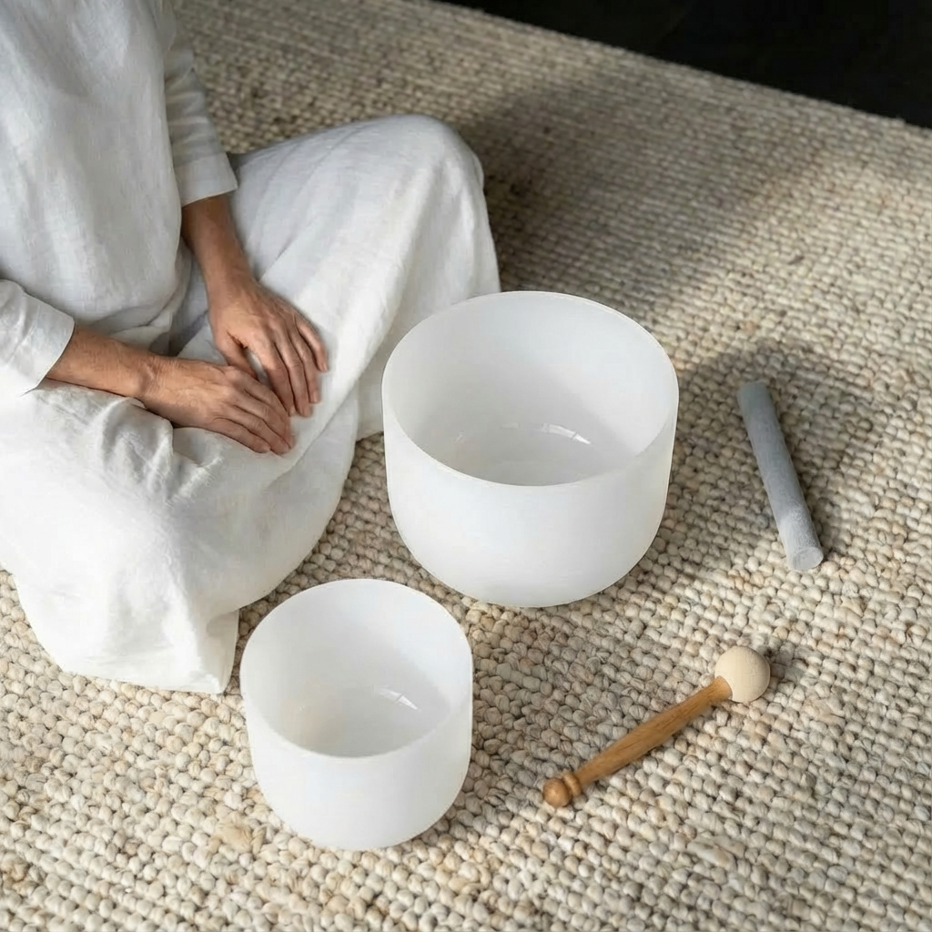 Earth Star und Soul Star Perfect Pitch Kristallklangschalen 10 B3 und 8 C5 mit Tragetasche