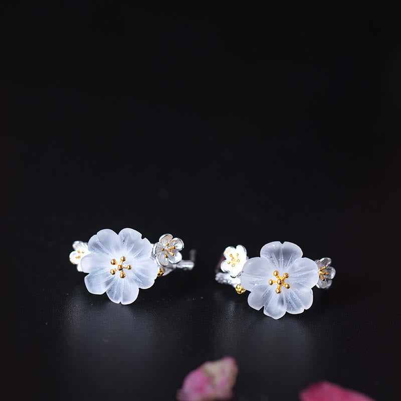 925 Sterling Silver Plum Blossom Spiritual Earrings for Protection