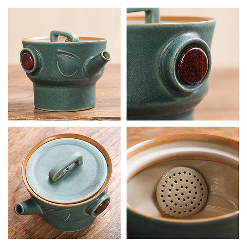 Sanxingdui Chinesisches Teetassen-Set aus Keramik | Kung-Fu-Tee-Geschenk