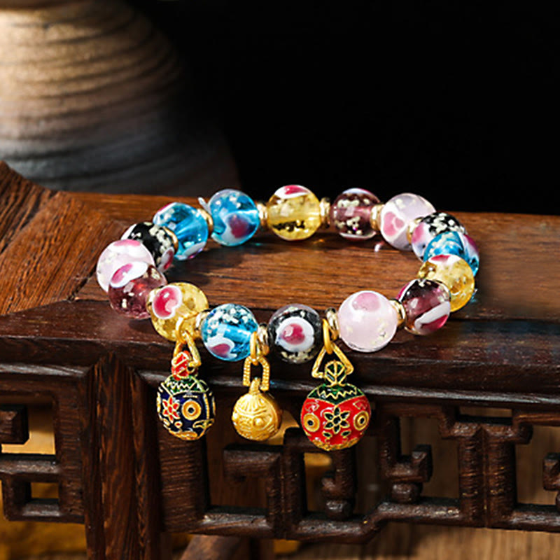 Pink Liuli Glass Spiritual Bracelet for Love & Luck