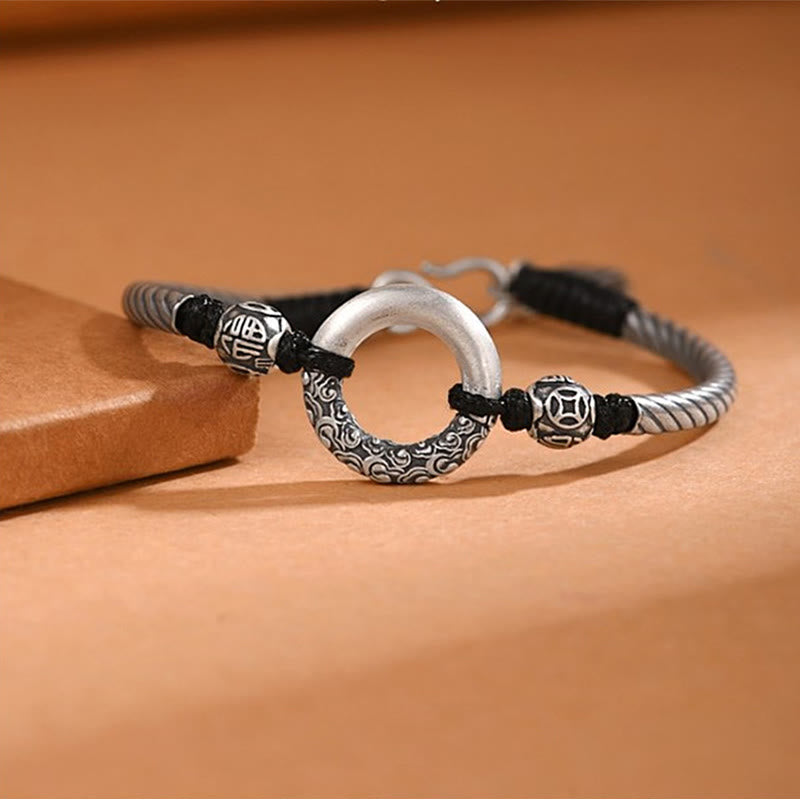 Peace Buckle 999 Sterling Silver Spiritual Bracelet for Fortune