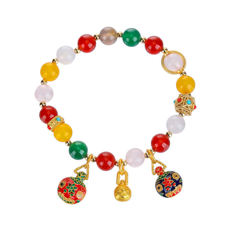 Agate Success Bracelet with Gold Swallowing Beast Power 8mm