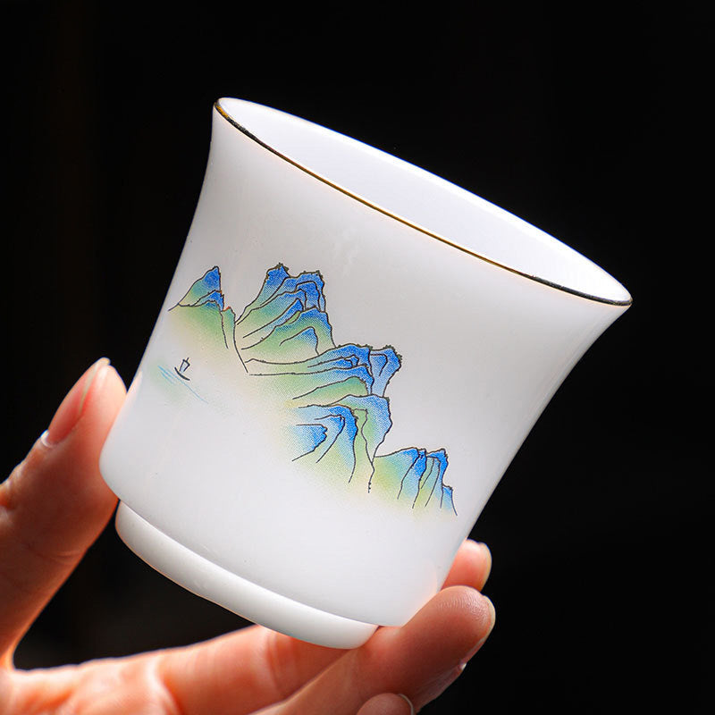 120 ml Keramik-Teetasse | Berge, Flüsse, Bäume, Eleganz