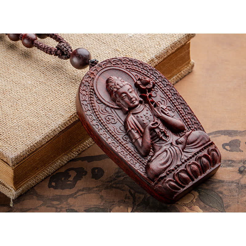 Small Leaf Red Sandalwood Chinese Zodiac Protection Necklace