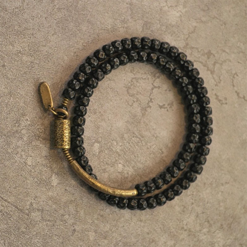 Coconut Shell Copper Spiritual Triple Wrap Bracelet