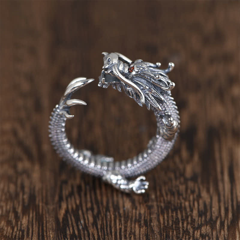 Dragon Ring in 925 Sterling Silver for Luck & Success
