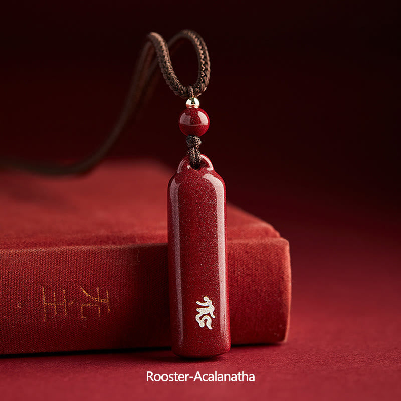 Chinese Zodiac Cinnabar Protection Necklace Pendant