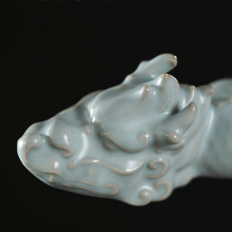 Ceramic Year of the Dragon Luck Figurine 10.2cm Decor
