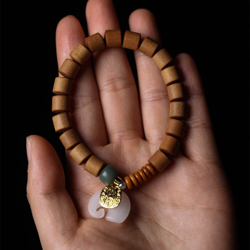 Sandalwood Jade Elephant Protection Bracelet 8mm Beads