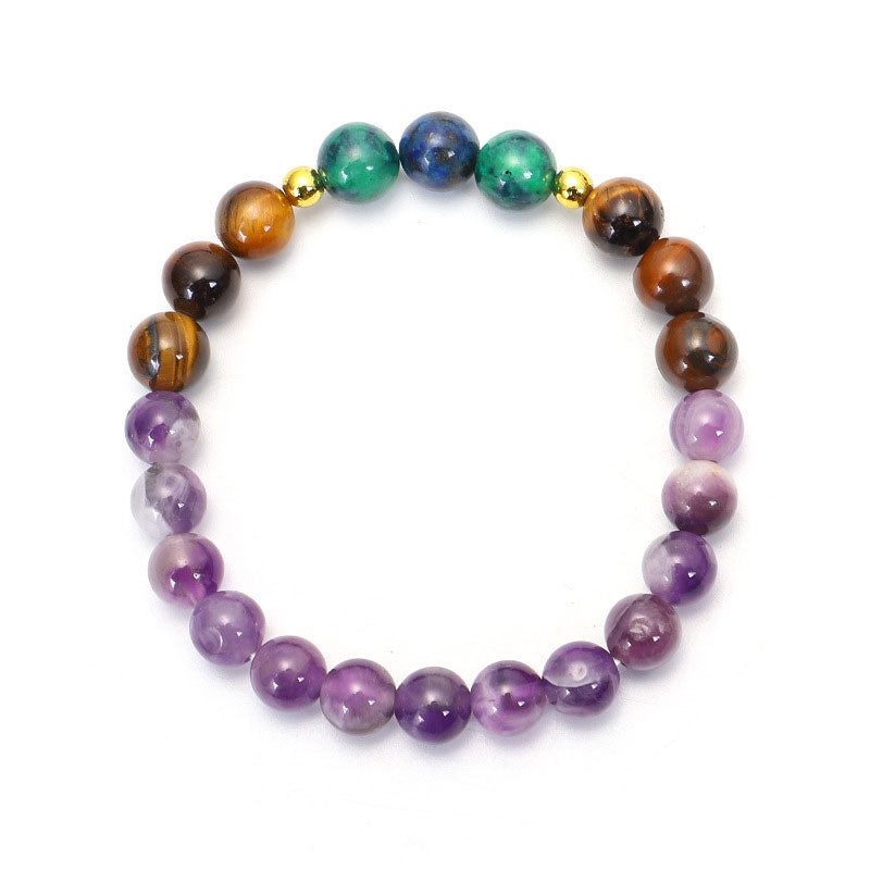 Tibetan Amethyst Purify Bracelet Set with Tiger Eye & Lazurite