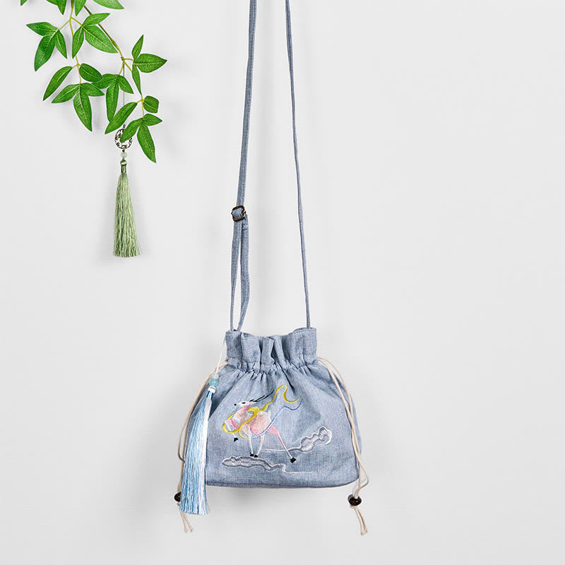 Fairy Deer Yogatasche aus Baumwollleinen, 19 x 20 x 10 cm