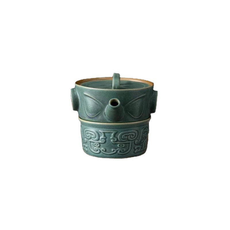 Sanxingdui Chinesisches Teetassen-Set aus Keramik | Kung-Fu-Tee-Geschenk