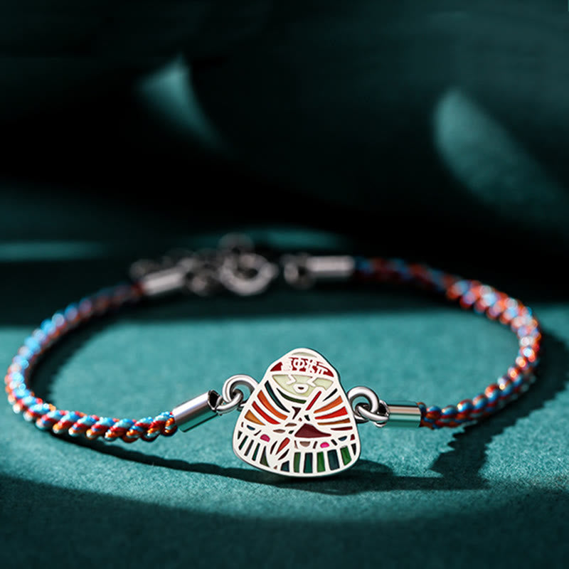Multicolored 925 Sterling Silver Zongzi Pattern Spiritual Bracelet