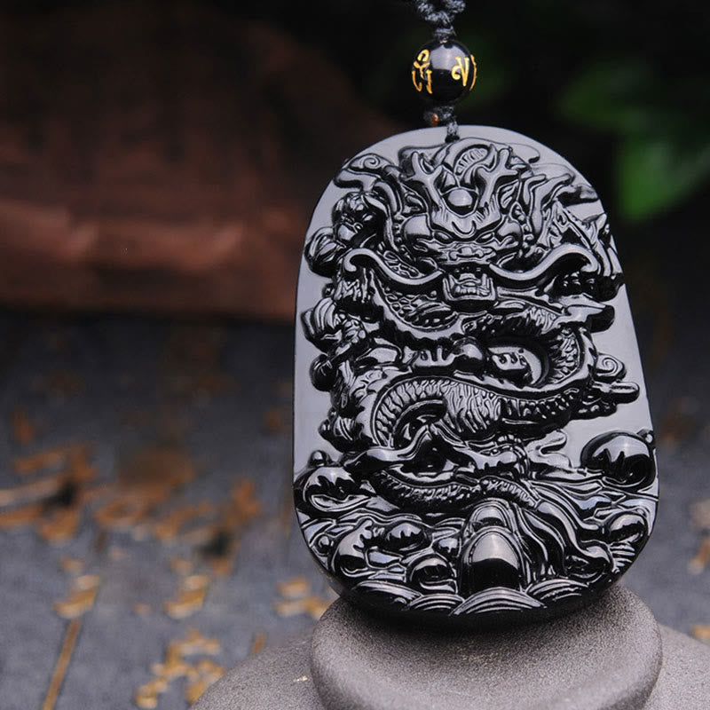 Black Obsidian Dragon Pendant Necklace for Fulfilment