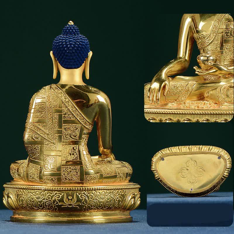 Copper Buddha Statue Shakyamuni Figurine 16.5cm Enlightenment