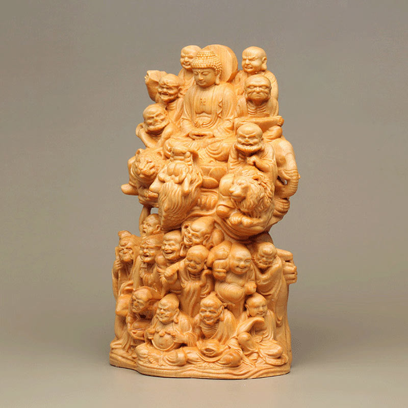 Thuja Sutchuenensis Wood Eighteen Arhats Buddha Statue