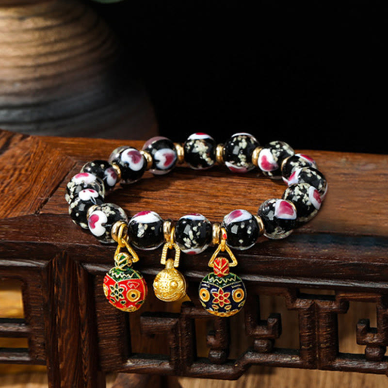 Pink Liuli Glass Spiritual Bracelet for Love & Luck