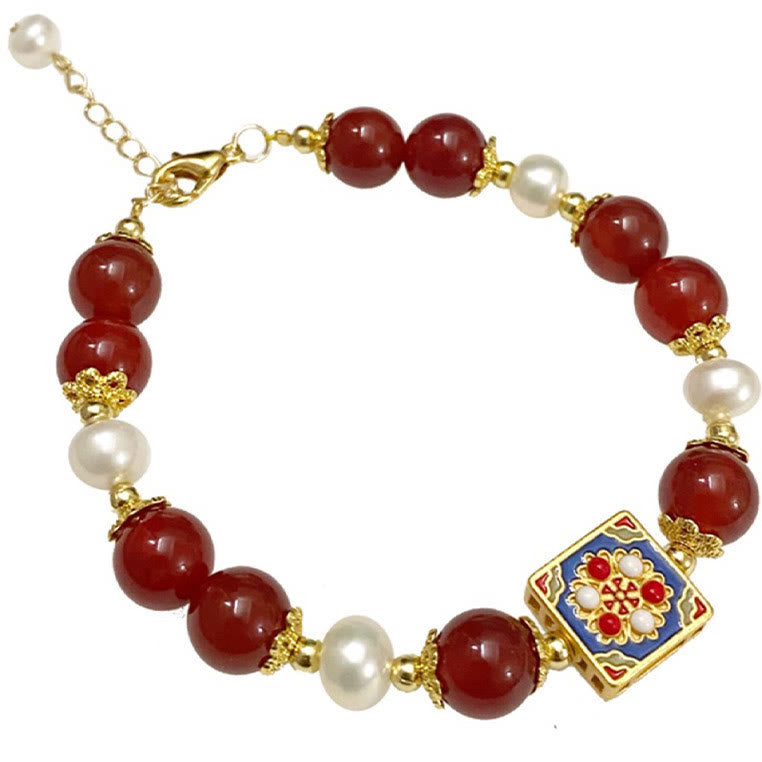 Red Agate Pearl Confidence Bracelet for Self-Acceptance