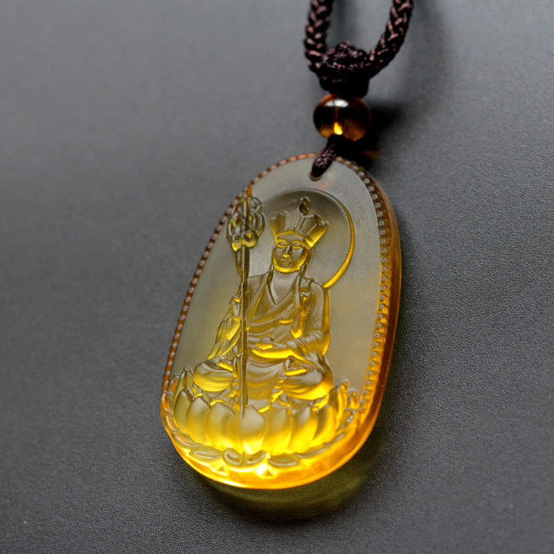 Ksitigarbha Liuli Crystal Serenity Buddha Necklace