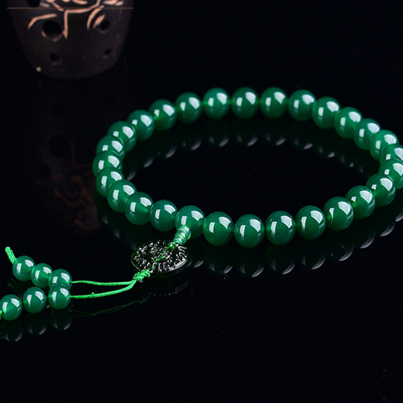 12mm Green Agate Mala Bracelet for Manifestation & Success