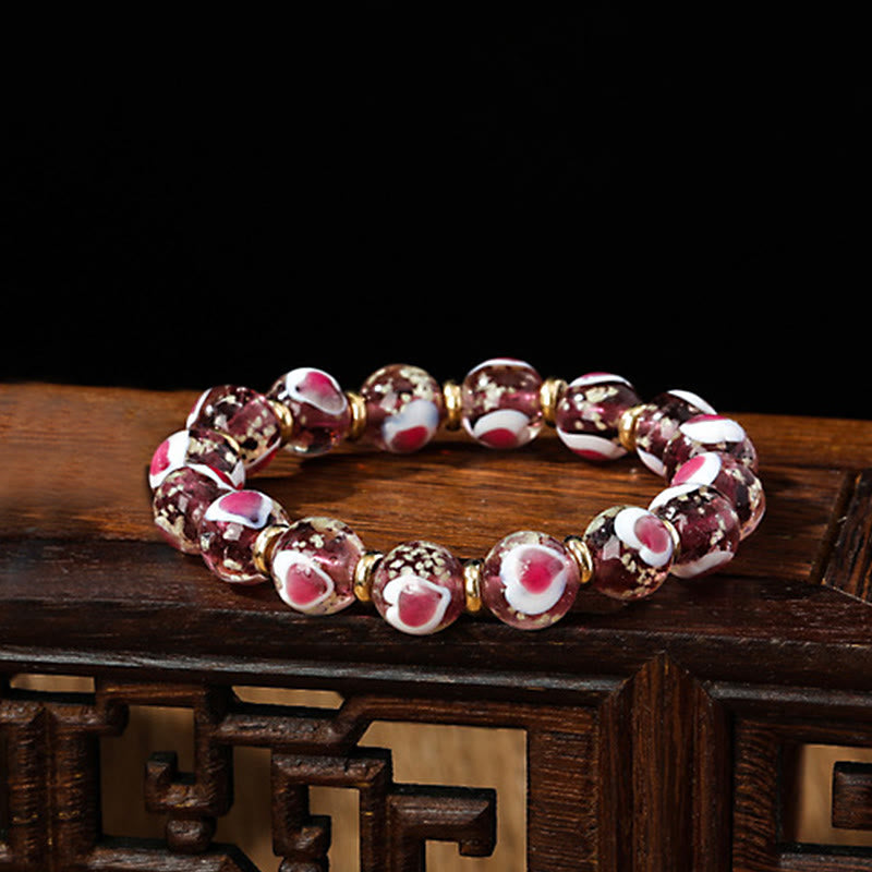 Pink Liuli Glass Spiritual Bracelet for Love & Luck