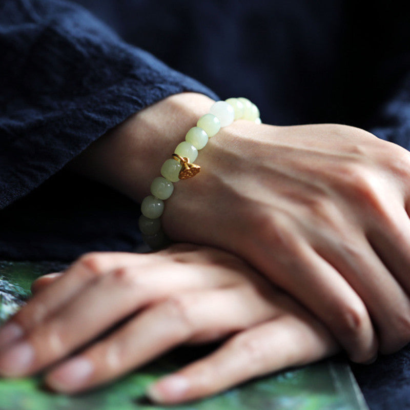 Jade Lotus Abundance Adjustable Bracelet for Prosperity