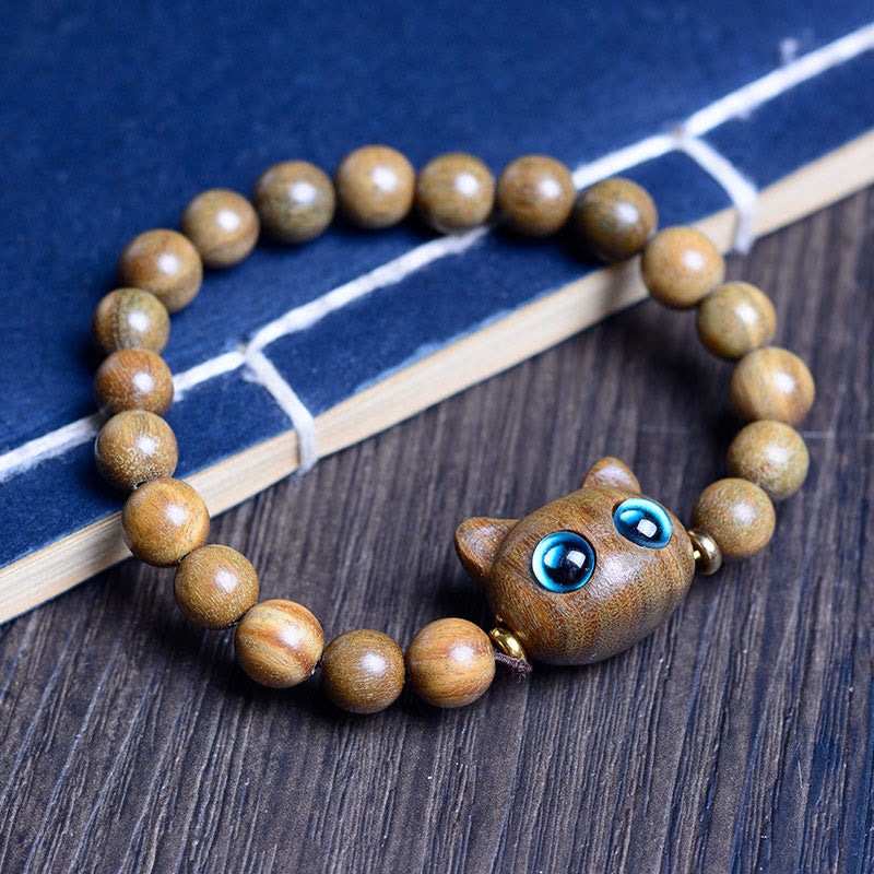 Ebony Wood Cat Balance Bracelet for Spiritual Protection