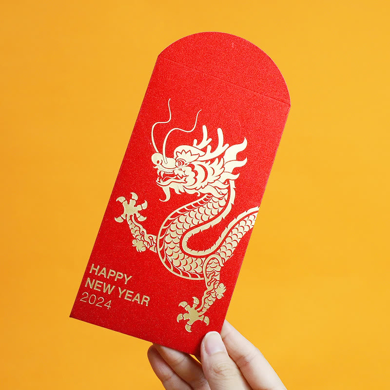 6Pcs Chinese Red Envelope Year of the Dragon Lucky Money Envelopes 2024