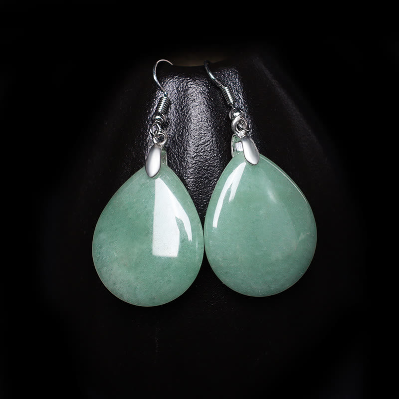 Green Aventurine Healing Drop Earrings with Pink Crystal & Tiger Eye