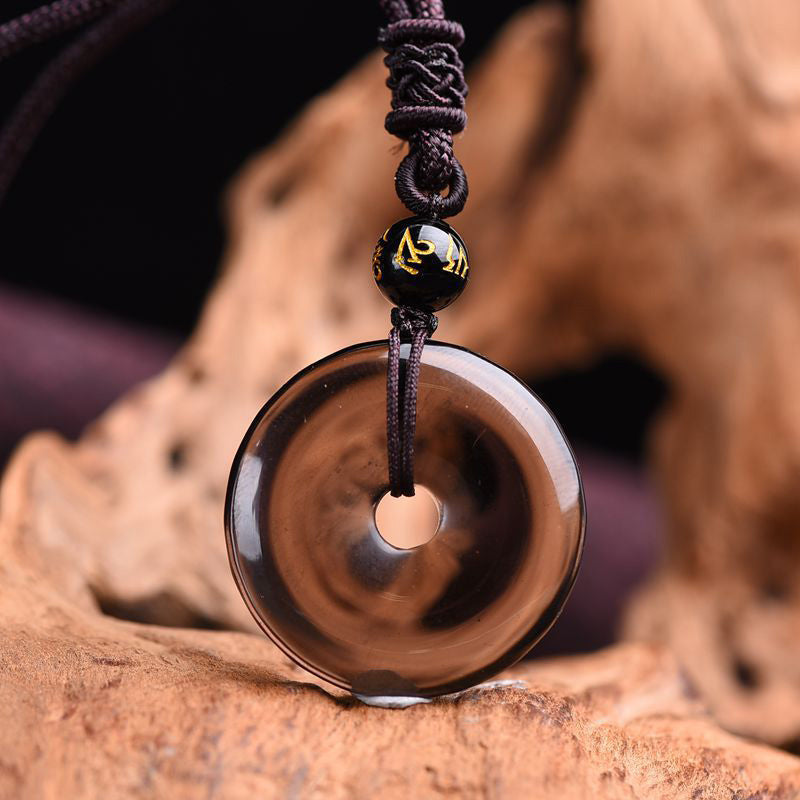 Obsidian Protection Necklace with Gold Sheen & Rainbow Stones