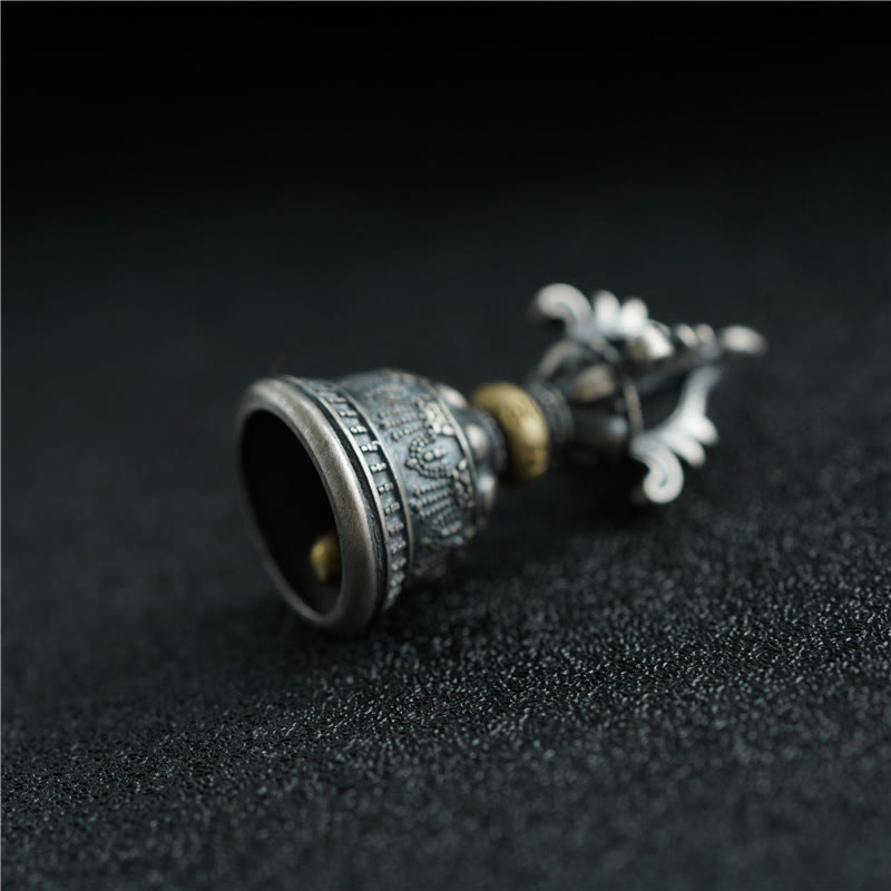 925 Sterling Silber Om Mani Padme Hum Dorje Glocke Anhänger | Spirituelle Kraft