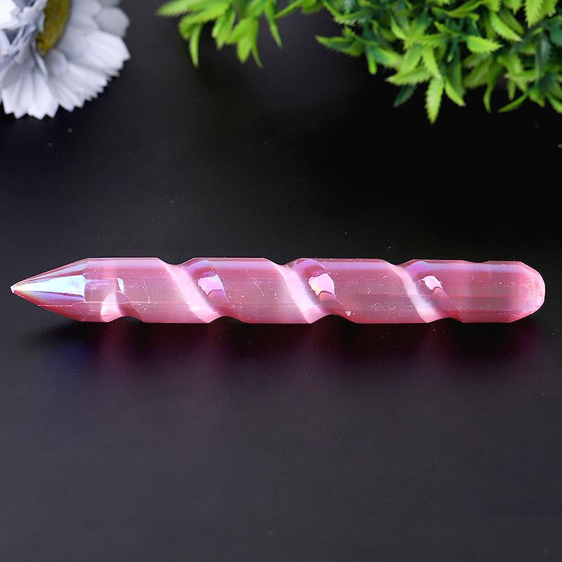 6" Aura Spiral Selenit Kristall Zauberstab