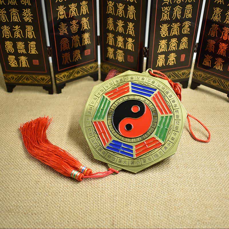 Feng Shui Bagua-Karte mit fünf Kaisermünzen | 6,5 cm großes Harmoniesymbol