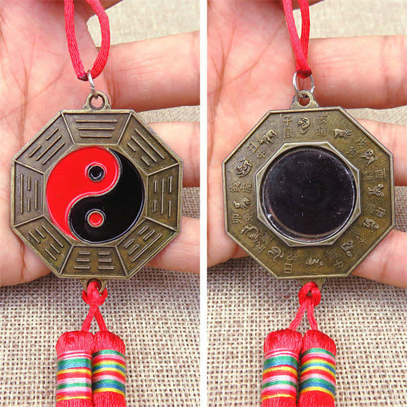 Feng Shui Bagua-Kartenspiegel, 10 cm, chinesischer Knoten, Energiebilanz