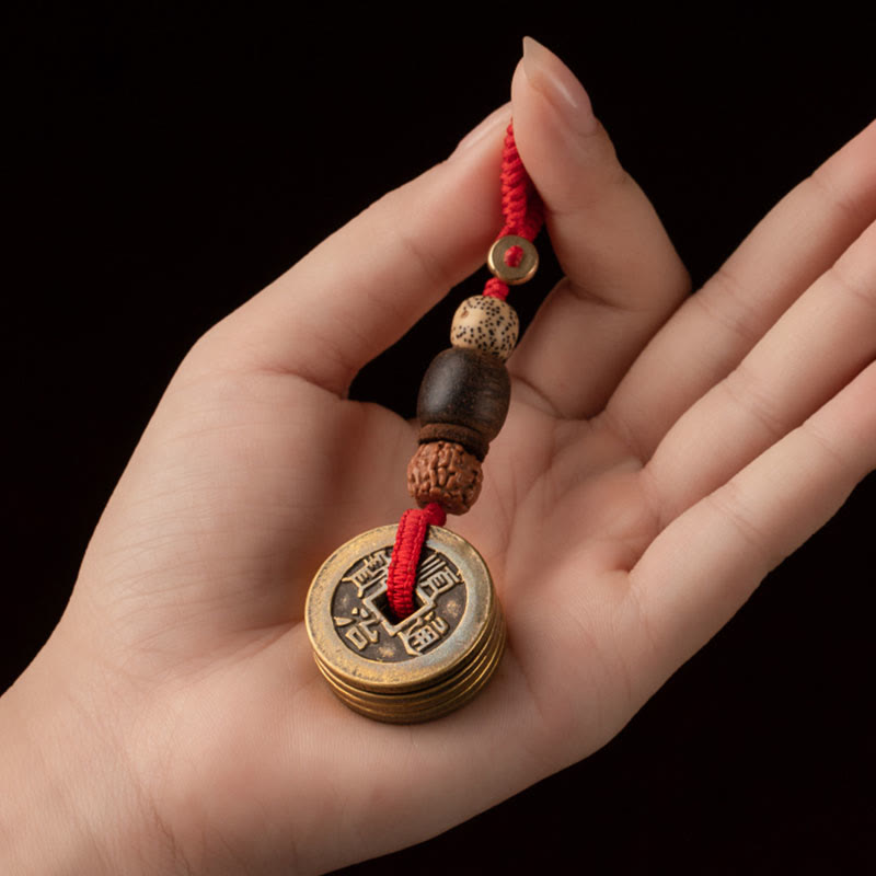 Feng Shui Fünf-Kaiser-Münzen-Schlüsselanhänger für Reichtum und Schutz