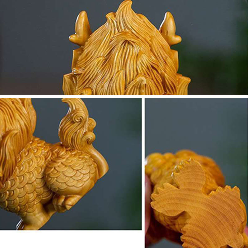 Feng Shui Kirin Buchsbaum Holzgravur Spirituelle Statue