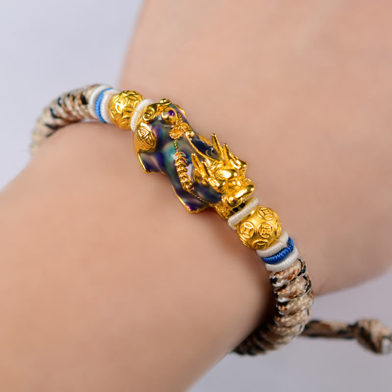 Feng Shui Pixiu Farbwechsel Kupfermünze Armband